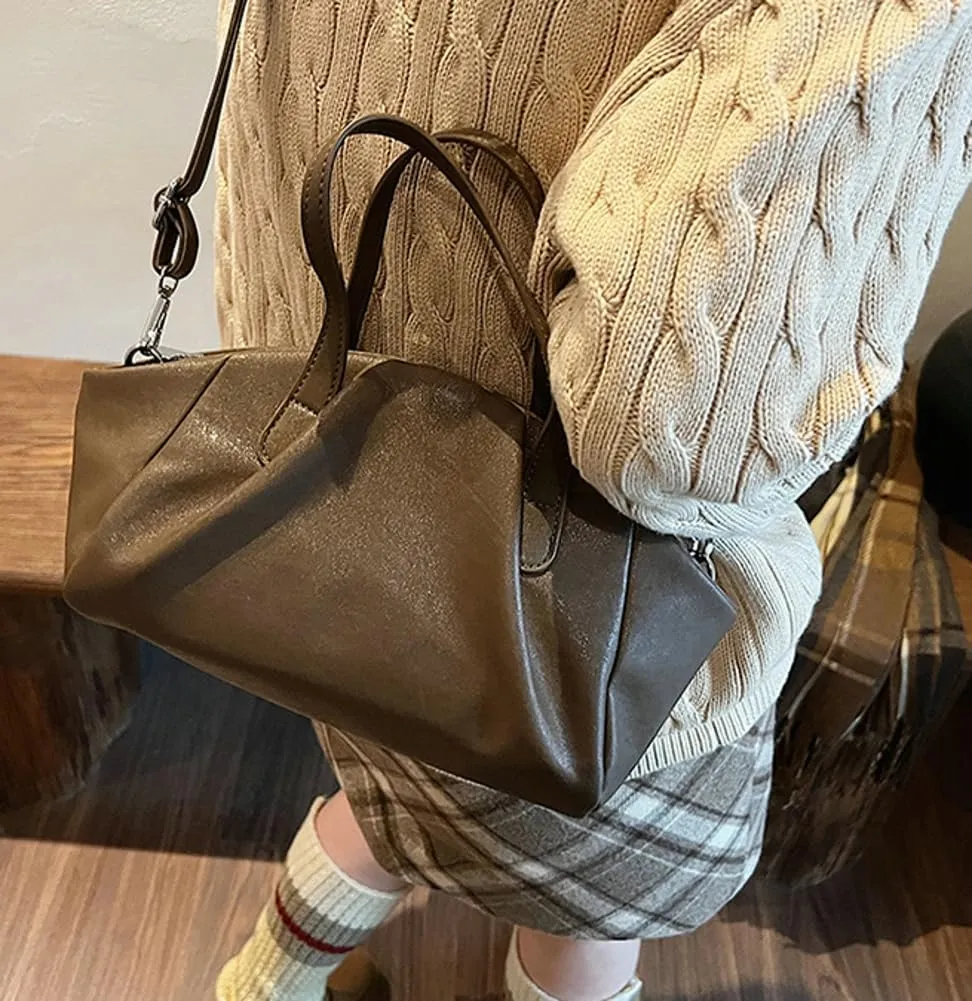 Trendy Shoulder Bag Vegan Leather Tote Purse For Women Commuter Handbag Womens Versatile Satchel Work Purse Crossbody Bags