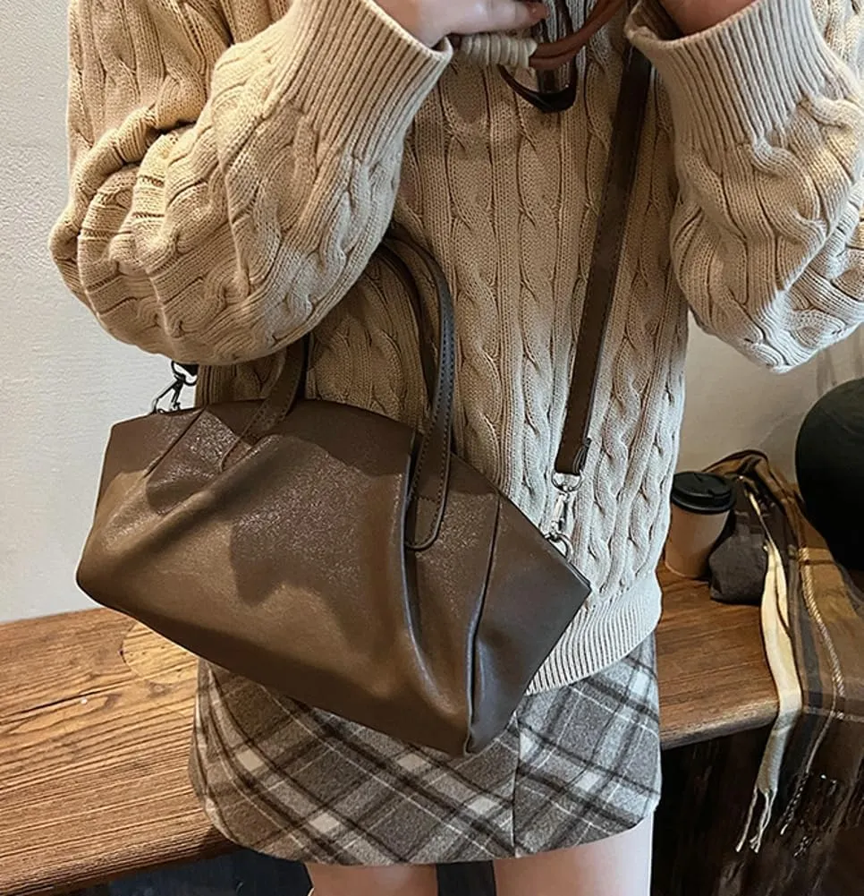 Trendy Shoulder Bag Vegan Leather Tote Purse For Women Commuter Handbag Womens Versatile Satchel Work Purse Crossbody Bags
