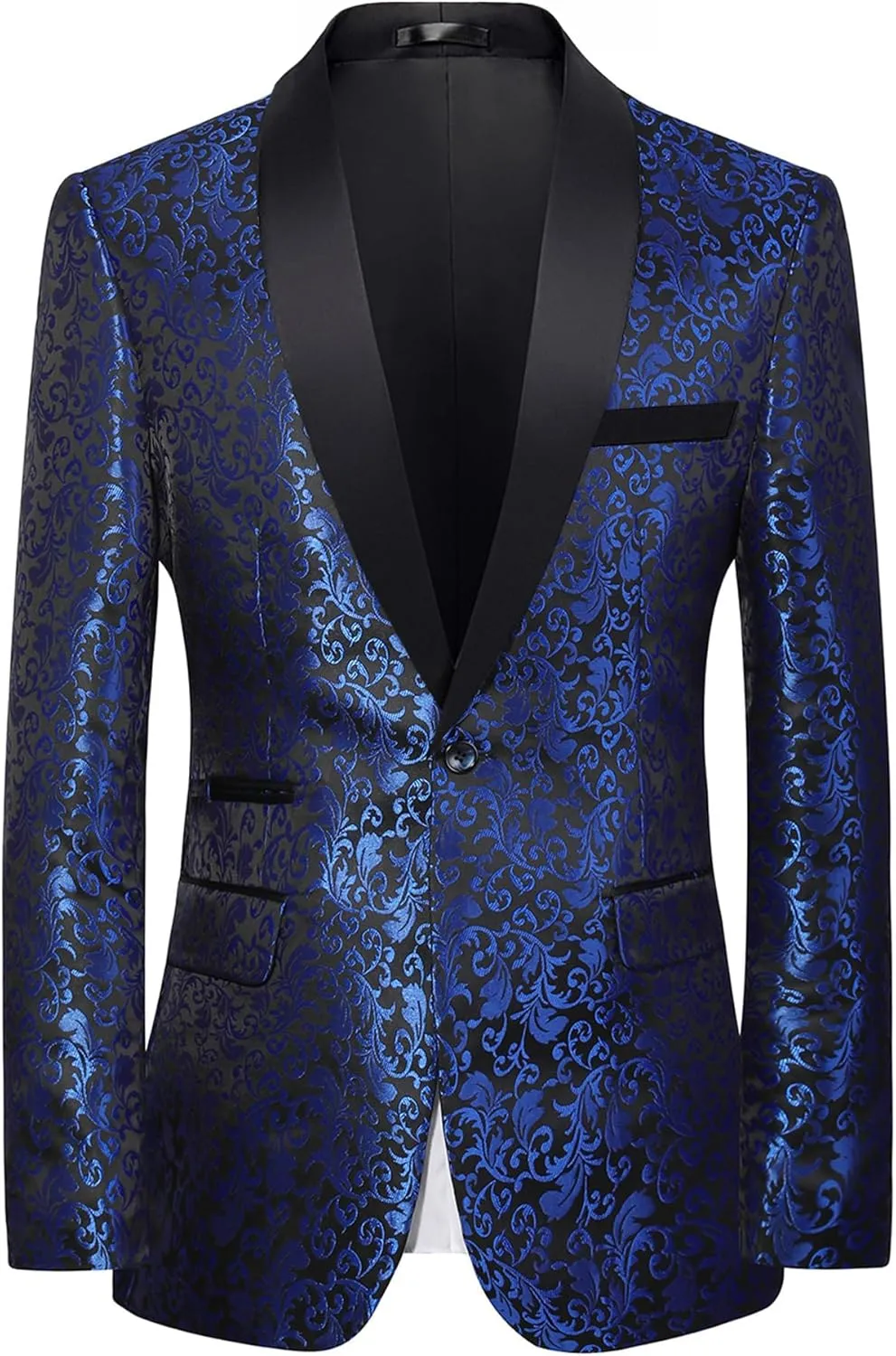 UNINUKOO Men's Black Suit Jacket Slim Fit Floral Casual Blazer for Men Dinner Prom Lightweight Sport Coats & Blazers