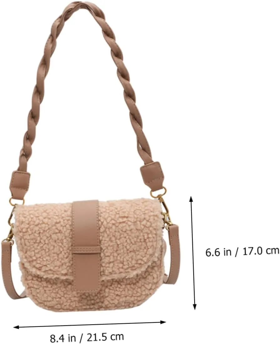 VALICLUD Ladies Bag Sherpa Crossbody Bags for Women White Shoulder Bag White Crossbody Bags for Women Woman Plush