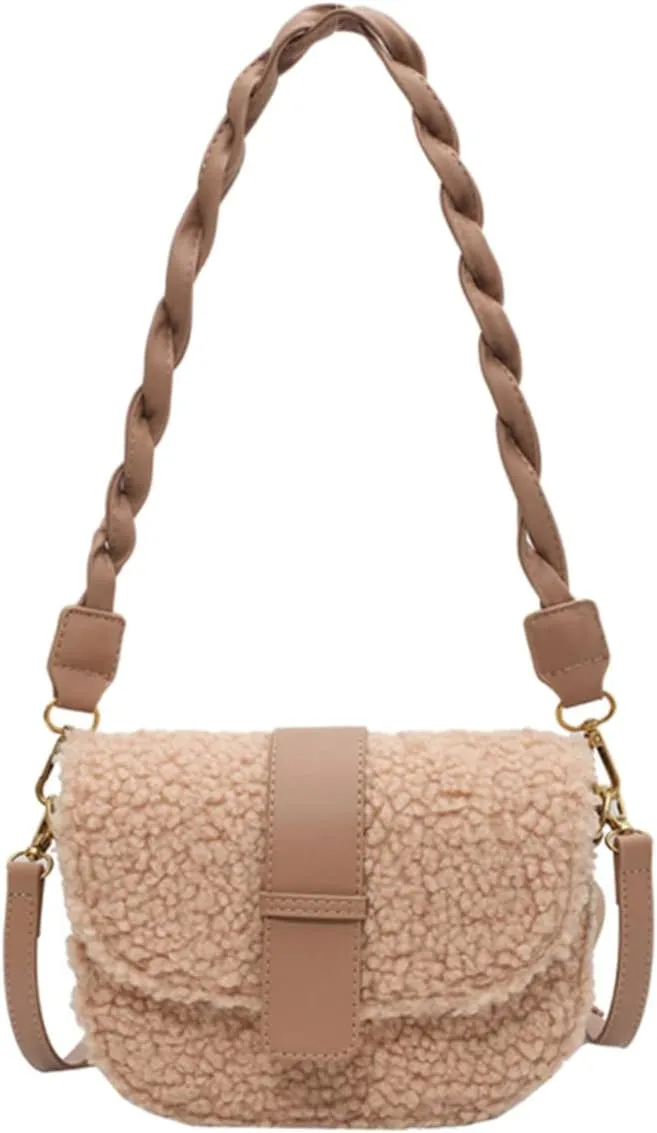 VALICLUD Ladies Bag Sherpa Crossbody Bags for Women White Shoulder Bag White Crossbody Bags for Women Woman Plush