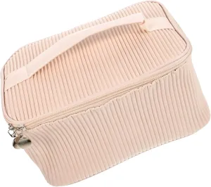 VALICLUD Large Capacity Travel Makeup Bag Multi Compartment Toiletry Organizer for Women Pu Leather Portable Stylish