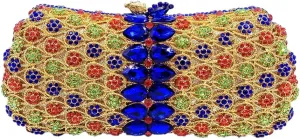 Women Formal Rhinestone Clutch Purse Chic Crystal Evening Bag Floral Handbag for Holiday Wedding Celebration