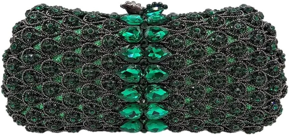 Women Formal Rhinestone Clutch Purse Chic Crystal Evening Bag Floral Handbag for Holiday Wedding Celebration