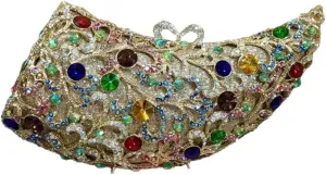 Women Novelty Crystal Evening Handbag Floral Rhinestone Clutch Bag Sparkly Wedding Purse for Prom Party