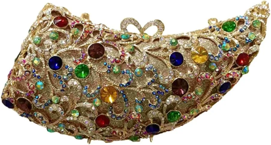 Women Novelty Crystal Evening Handbag Floral Rhinestone Clutch Bag Sparkly Wedding Purse for Prom Party