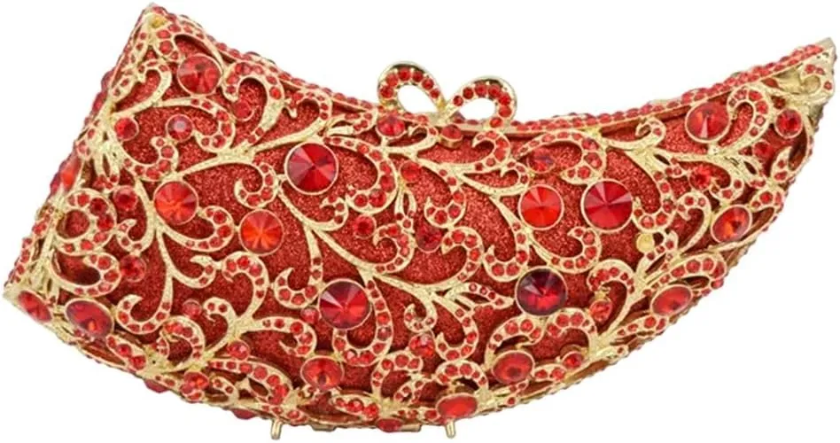 Women Novelty Crystal Evening Handbag Floral Rhinestone Clutch Bag Sparkly Wedding Purse for Prom Party