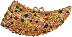 Women Novelty Crystal Evening Handbag Floral Rhinestone Clutch Bag Sparkly Wedding Purse for Prom Party