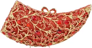 Women Novelty Crystal Evening Handbag Floral Rhinestone Clutch Bag Sparkly Wedding Purse for Prom Party