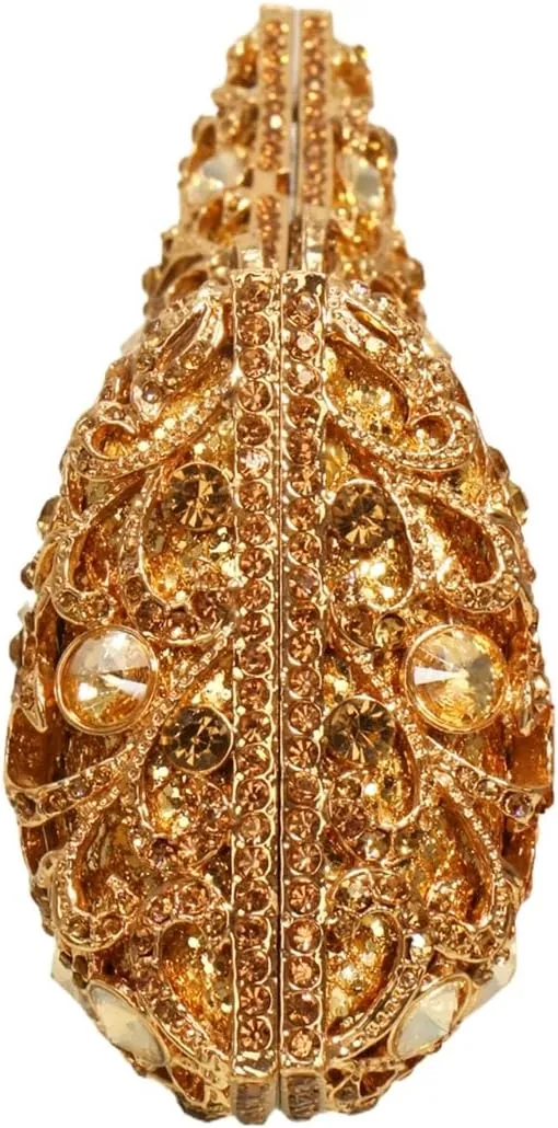 Women Novelty Crystal Evening Handbag Floral Rhinestone Clutch Bag Sparkly Wedding Purse for Prom Party