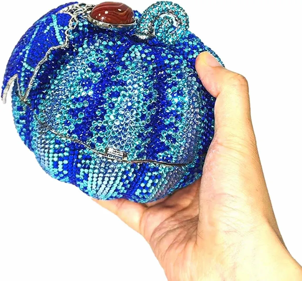 Women Novelty Pumpkin Shape Rhinestones Evening Bag Luxury Crystal Diamond Clutch Purses for Prom Cocktail Banquet