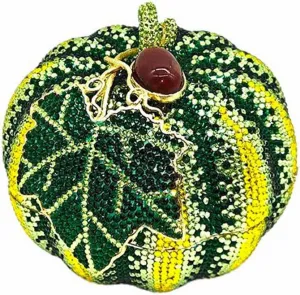 Women Novelty Pumpkin Shape Rhinestones Evening Bag Luxury Crystal Diamond Clutch Purses for Prom Cocktail Banquet