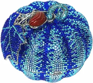 Women Novelty Pumpkin Shape Rhinestones Evening Bag Luxury Crystal Diamond Clutch Purses for Prom Cocktail Banquet