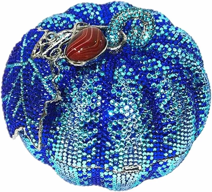 Women Novelty Pumpkin Shape Rhinestones Evening Bag Luxury Crystal Diamond Clutch Purses for Prom Cocktail Banquet