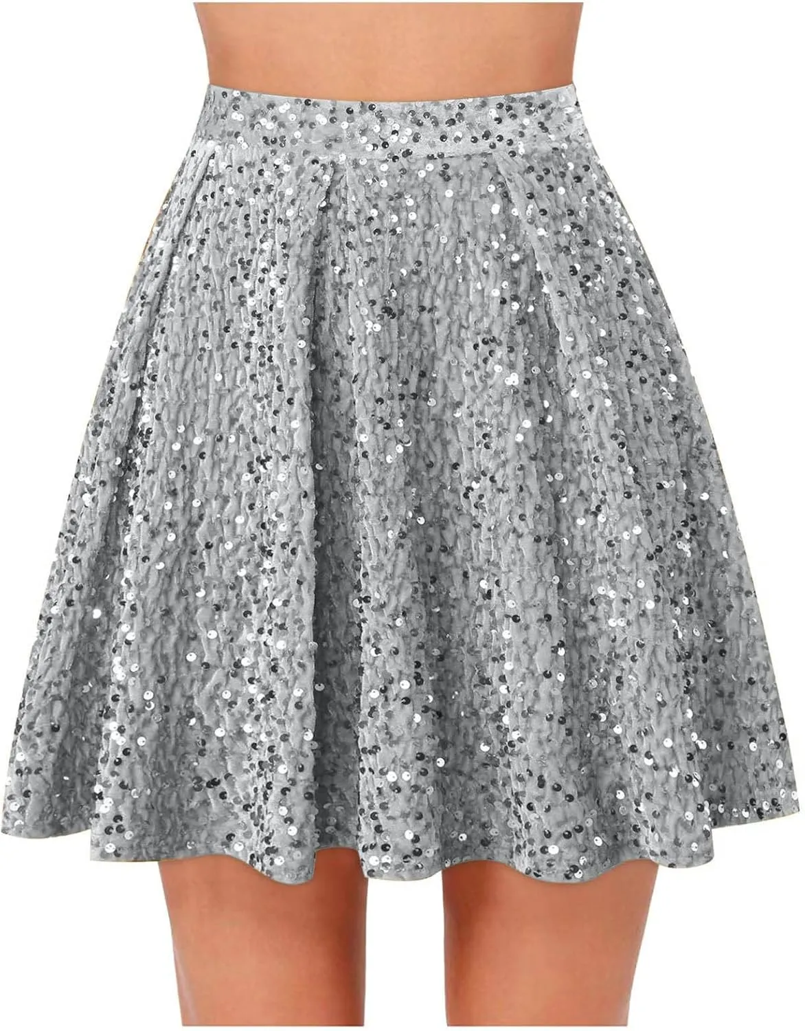 Women Sparkly Sequin Skirt High Waist Glitter Party Club Velvet Skirts Fuzzy Night Out Clubwear Stretch Rave Clothes