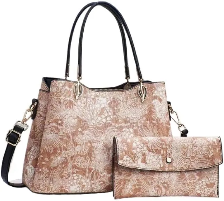 Women Stylish Print Tote Bag Large Capacity Wallets Cross-Body Shoulder Bag with Pocket Handbag Lady Casual Daypack