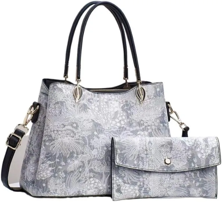 Women Stylish Print Tote Bag Large Capacity Wallets Cross-Body Shoulder Bag with Pocket Handbag Lady Casual Daypack