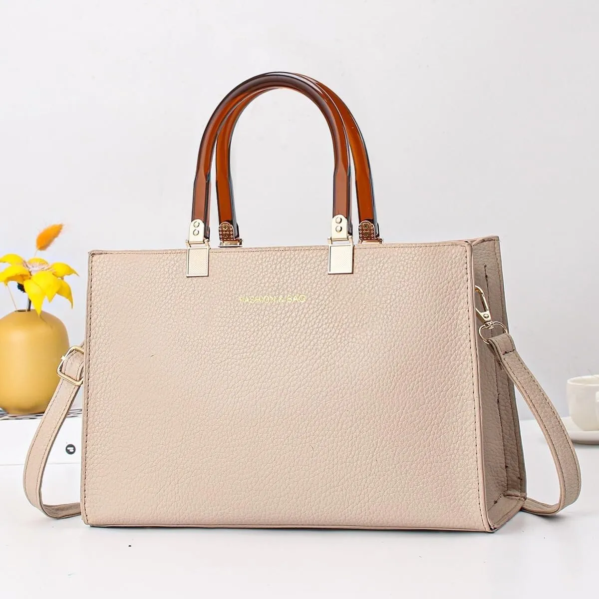 Women Stylish Tote Bag Handbag Lady Large Capacity Cross-Body Bag Leisure Solid Color Satchel Shoulder Bags Wallets