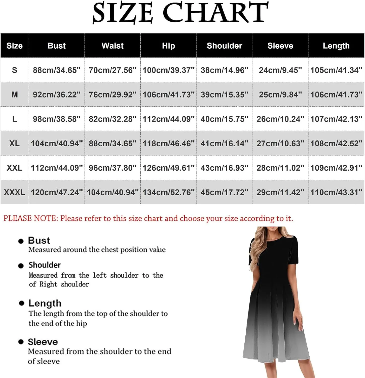 Women Summer Dresses Midi Short Sleeve Round Neck A Line Elegant Pleated Casual Dress with Side Pocket