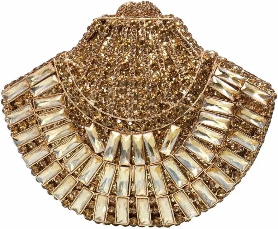 Women Unique Necklace Shape Crystal Evening Handbag Glitter Rhinestones Clutch Bag Diamond Purse for Wedding Banquet