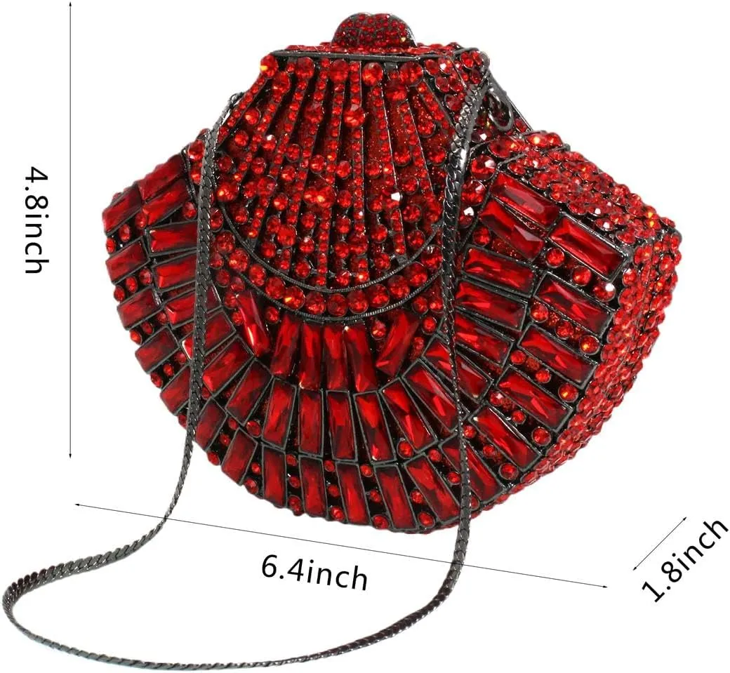 Women Unique Necklace Shape Crystal Evening Handbag Glitter Rhinestones Clutch Bag Diamond Purse for Wedding Banquet