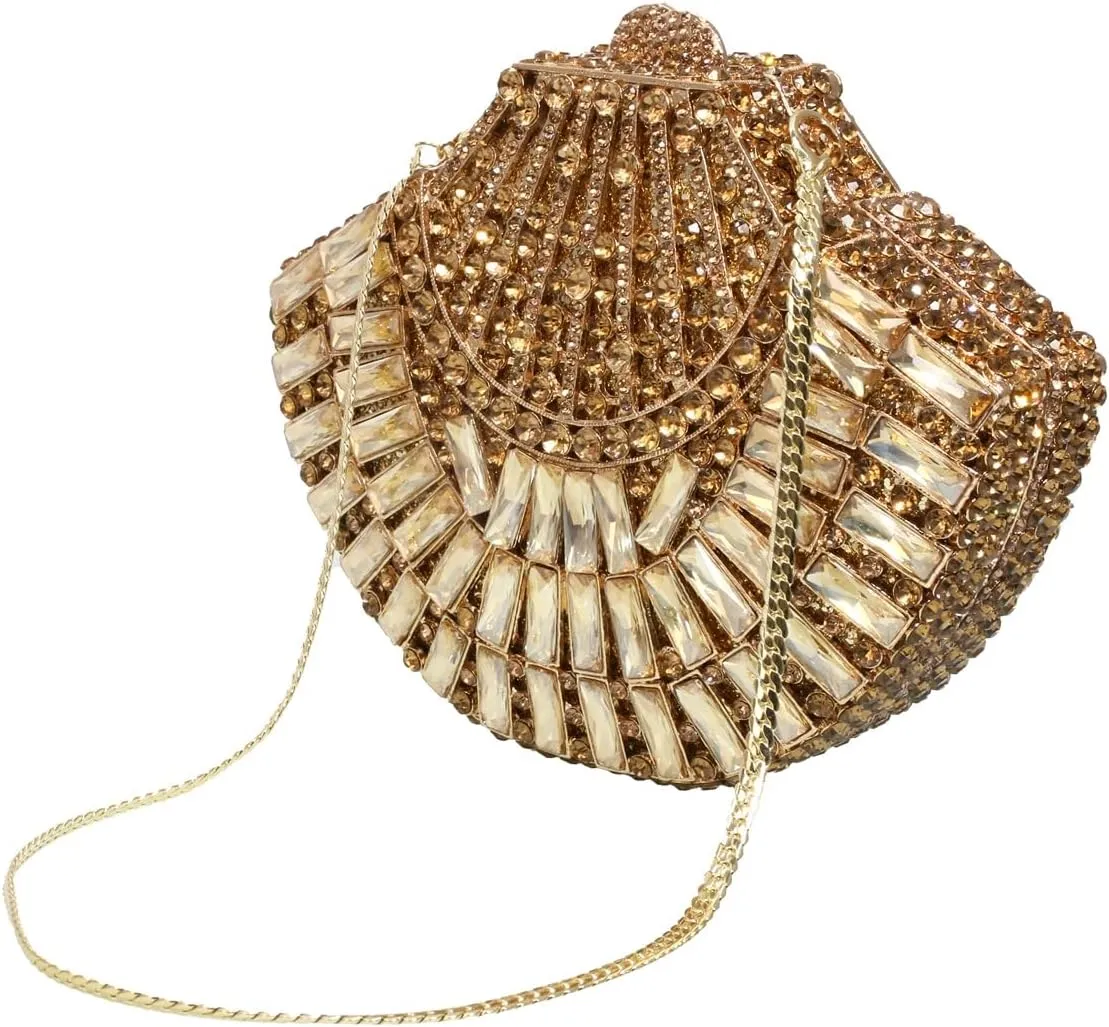 Women Unique Necklace Shape Crystal Evening Handbag Glitter Rhinestones Clutch Bag Diamond Purse for Wedding Banquet