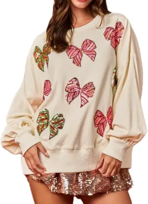 Women Valentine's Day Sequin Sweatshirts Glitter Long Sleeve Heart Pullover Top Sparkly Love Kiss Crewneck Shirts