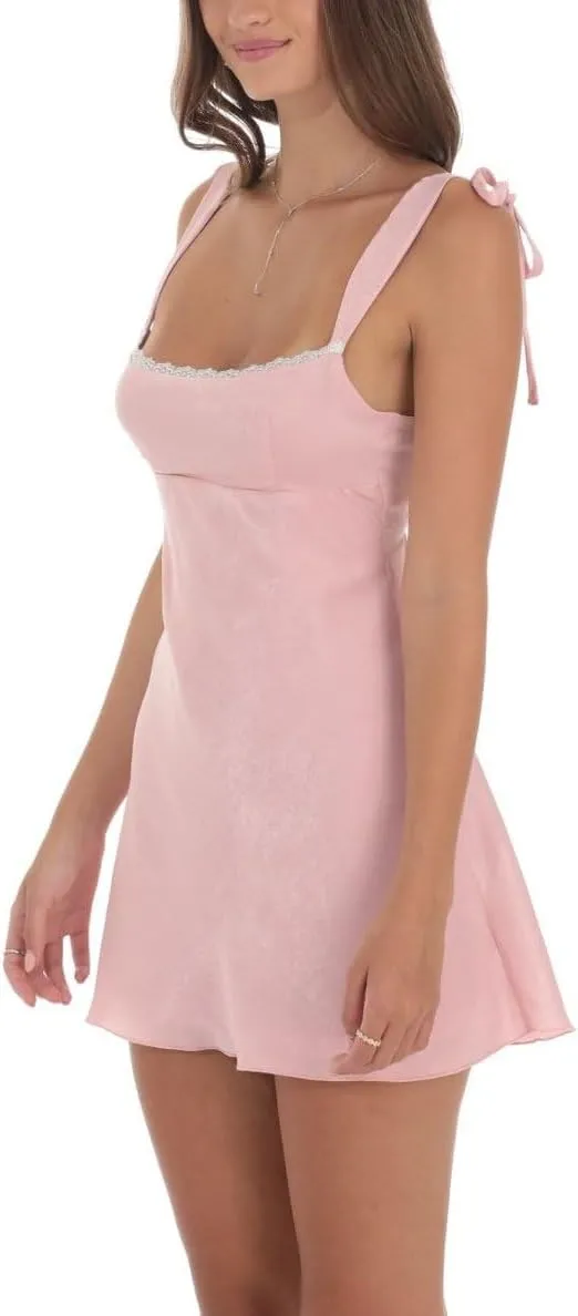 Women Y2k Sequin Mini Dress Sparkly Spaghetti Strap Cami Dress Cute Graphic Bodycon Summer Beach Vacation Sundress