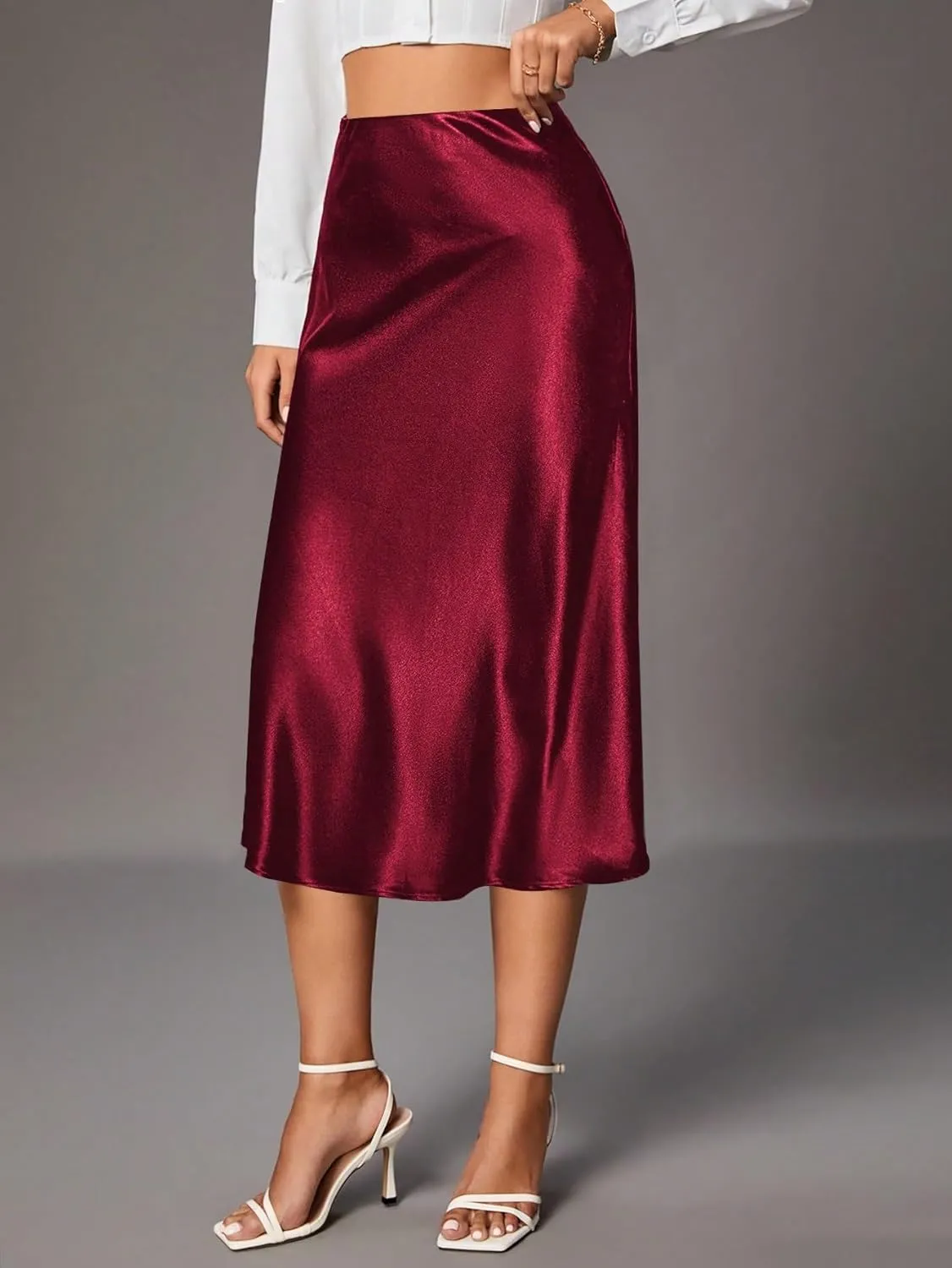 Women's Basic Elegant A Line Women's Hem Midi Skirt Regular Fit High Waist Summer Casual Skirts