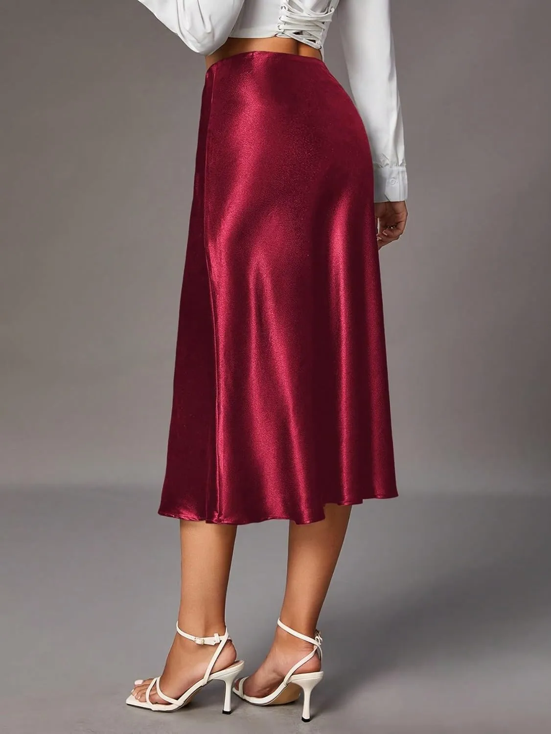 Women's Basic Elegant A Line Women's Hem Midi Skirt Regular Fit High Waist Summer Casual Skirts