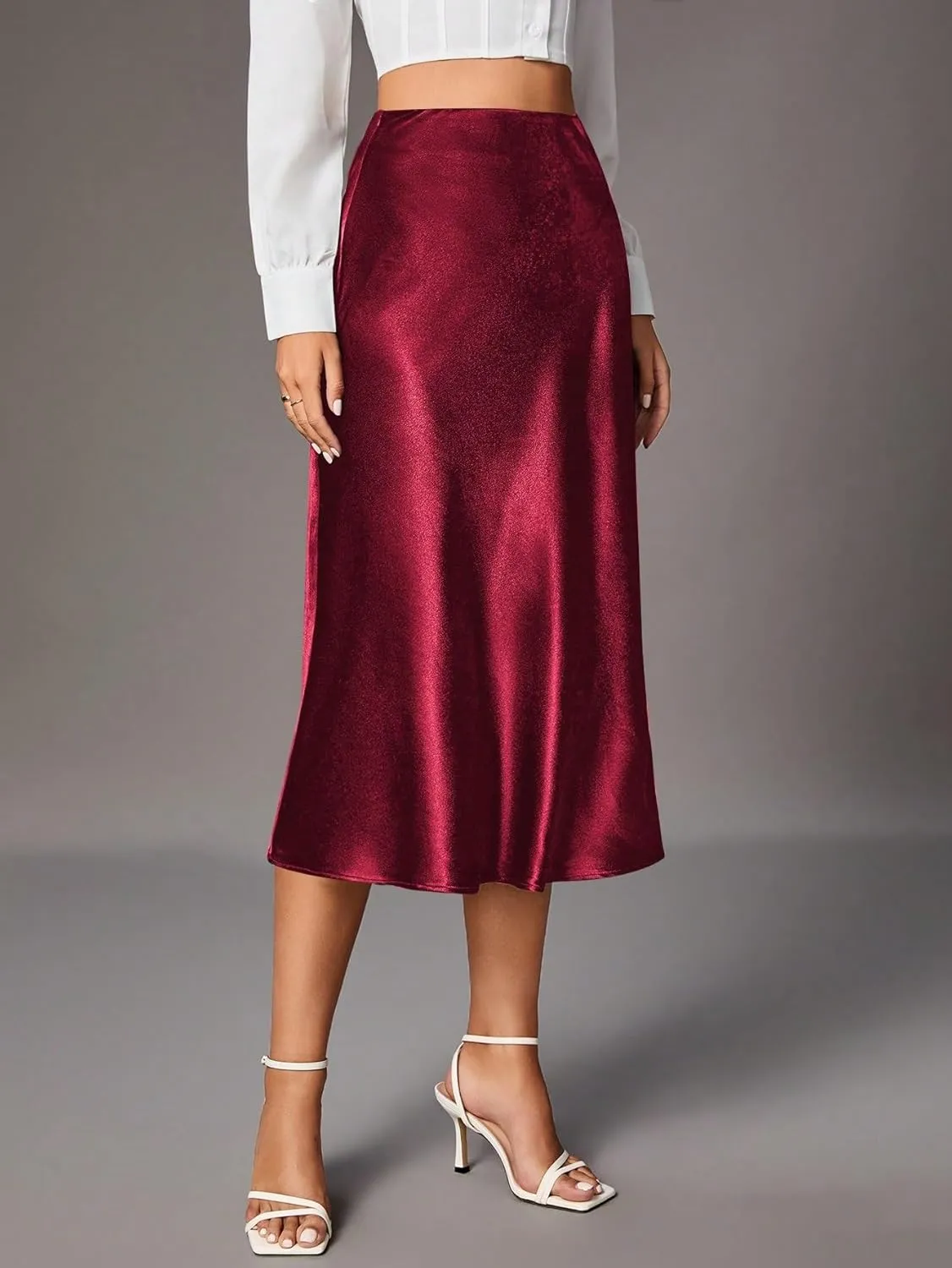 Women's Basic Elegant A Line Women's Hem Midi Skirt Regular Fit High Waist Summer Casual Skirts