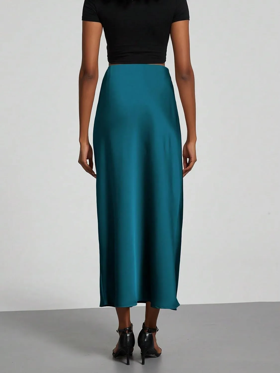 Women's Basic Elegant Mermaid Women Elastic Satin Midi Skirt Zipper Regular Fit Natural Casual Skirts