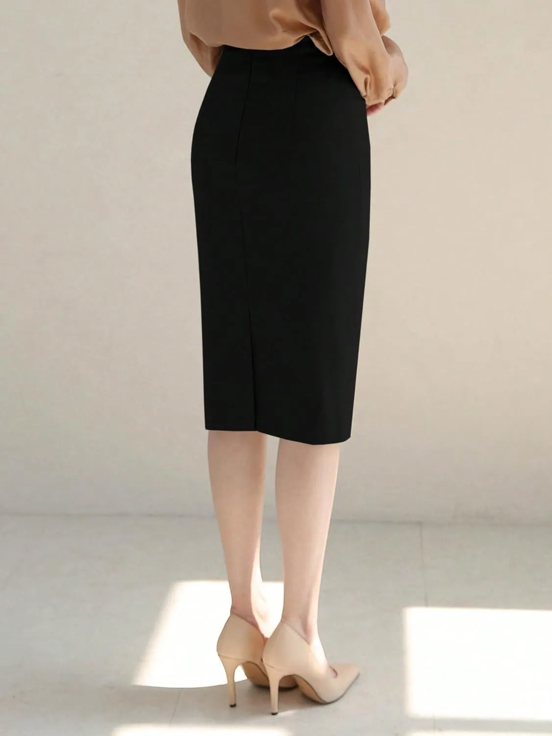 Women's Basic Elegant Women's High Waisted Midi Skirt Skinny Pencil Natural Office Casual Skirts