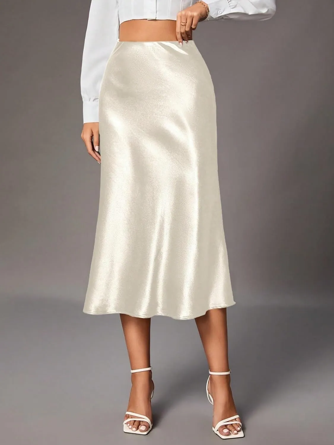 Women's Basic Party Women's Solid Color Midi Skirt Plain Mermaid High Waist Elegant Casual Skirts