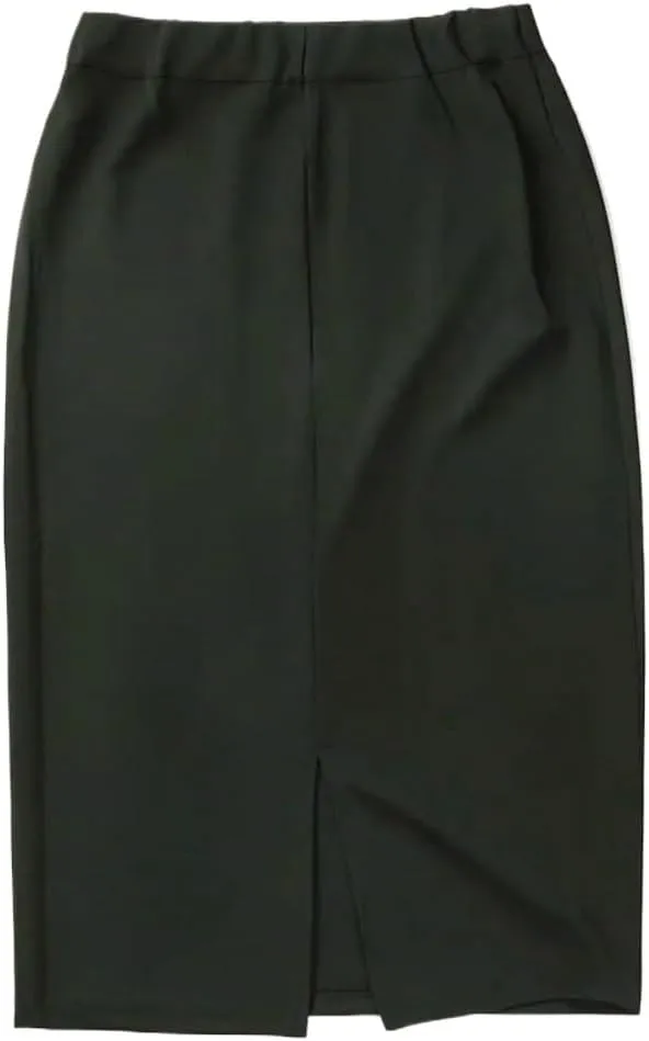 Women's Basic Skinny Back Slit Elegant High Waist Pencil Midi Skirt Knee Length Casual Skirts
