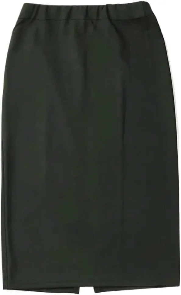 Women's Basic Skinny Back Slit Elegant High Waist Pencil Midi Skirt Knee Length Casual Skirts