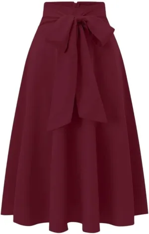 Women's Basic Solid Color Ruched Waist Maxi Midi Skirt Elegant Color Women Outfit Casual Skirts