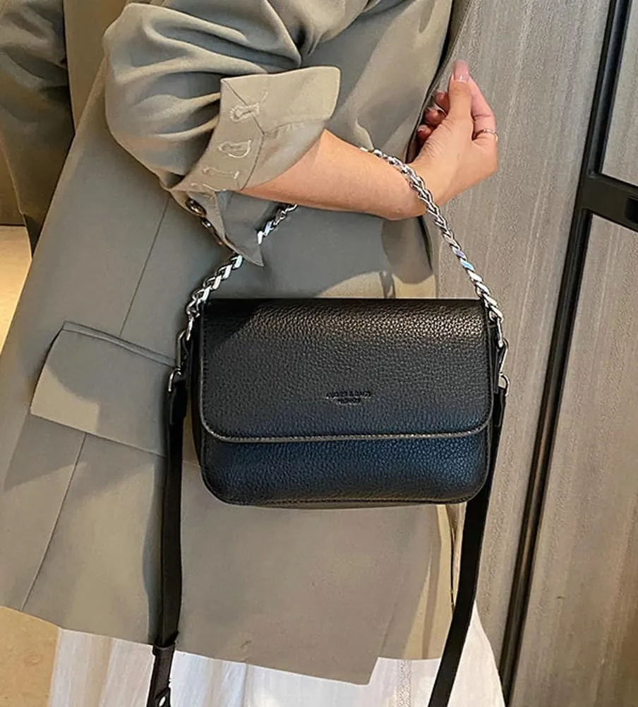 Womens Chic PU Leather Crossbody Bag Cute Small Purse Shoulder Tote Bag Handbag Casual Satchel with Chain 2024