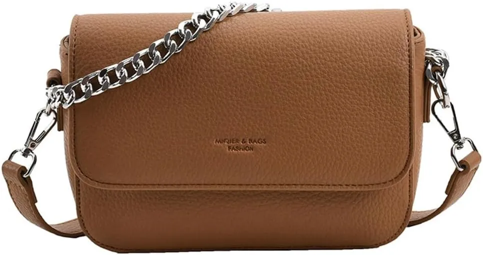 Womens Chic PU Leather Crossbody Bag Cute Small Purse Shoulder Tote Bag Handbag Casual Satchel with Chain 2024