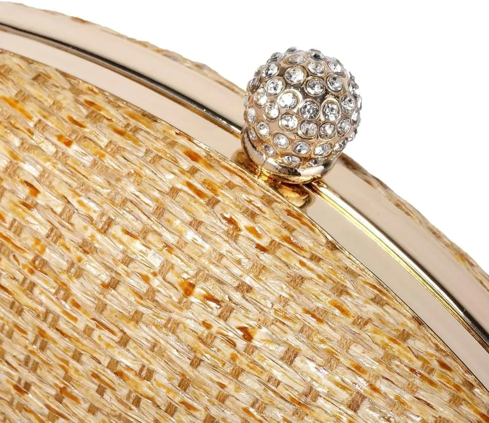 Womens Clutch Handbag Straw Evening Bag Chic Chain Shoulder Oval Tote Bag for Party Travel Wedding Prom 2025