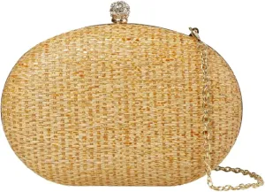 Womens Clutch Handbag Straw Evening Bag Chic Chain Shoulder Oval Tote Bag for Party Travel Wedding Prom 2025