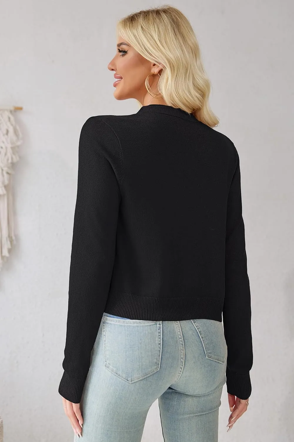 Women's Cropped Cardigan Sweaters Long Sleeve Open Front Bolero Knit Shrugs for Dresses