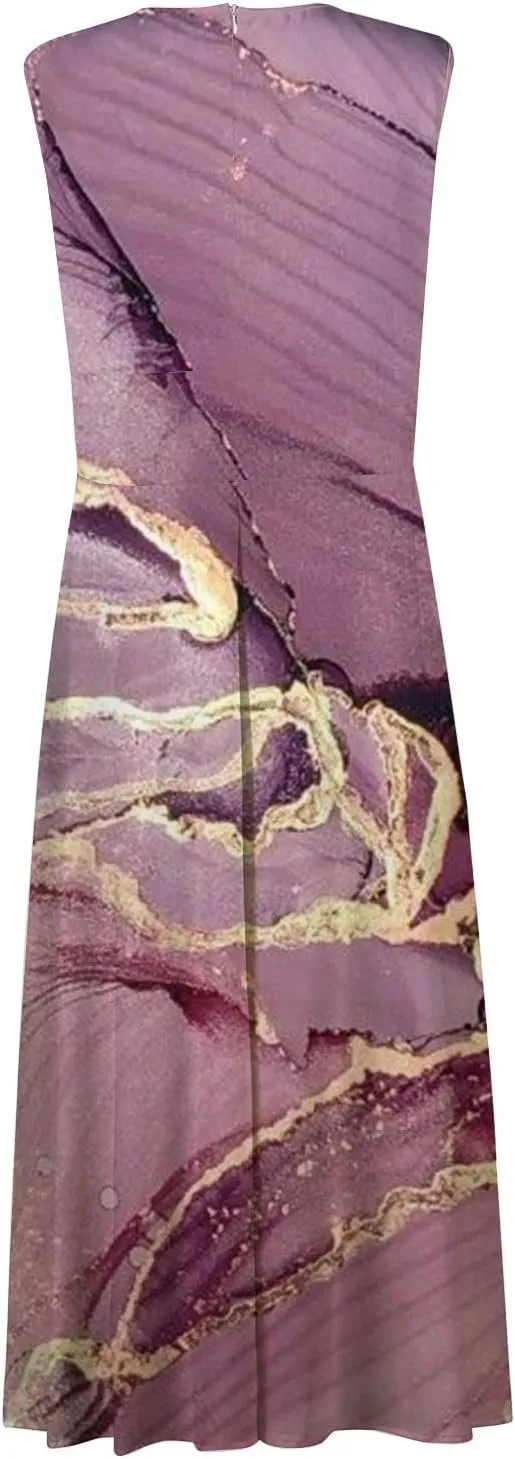 Womens Dresses Wrap V Neck Flowy Ruched Sundresses Floral Print Sleeveless Boho Dress Elegant Beach Dresses