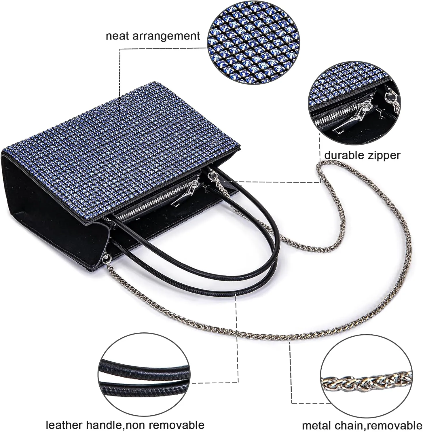 Women's Evening Handbags Women Tote Top Handle Purse Shoulder Satchel Bags Sparkly Rhinestone Evening Clutch Purse Formal