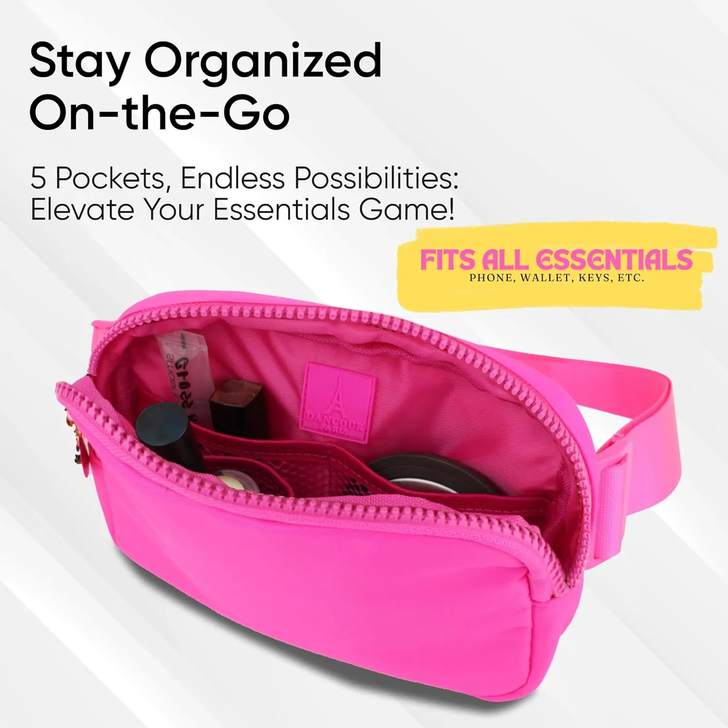 Women's Fanny Pack  Crossbody Belt Bag, Pink Waist Bag, Hot Pink Crossbody Purse, Fanny Packs for Women, Versatile Belt Bag for Everyday Use