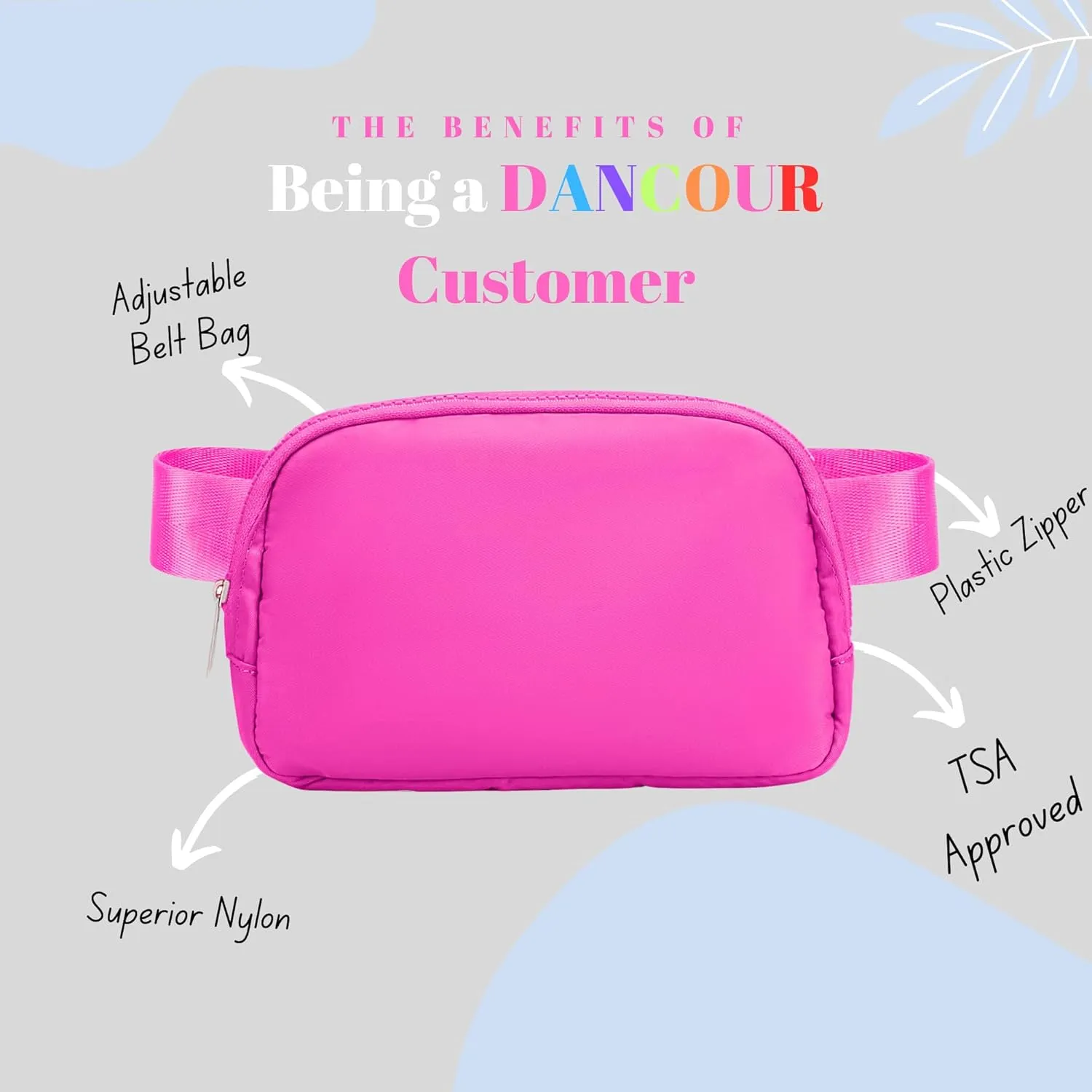 Women's Fanny Pack  Crossbody Belt Bag, Pink Waist Bag, Hot Pink Crossbody Purse, Fanny Packs for Women, Versatile Belt Bag for Everyday Use