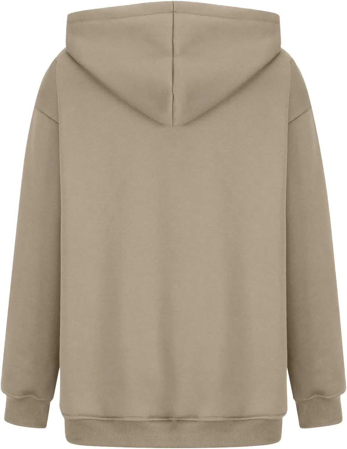 Women's Fashion Loose Fall Hooded Sweatshirt Solid Color Casual Daily Long Sleeve Fleece Sweaters Pullover with Pocket