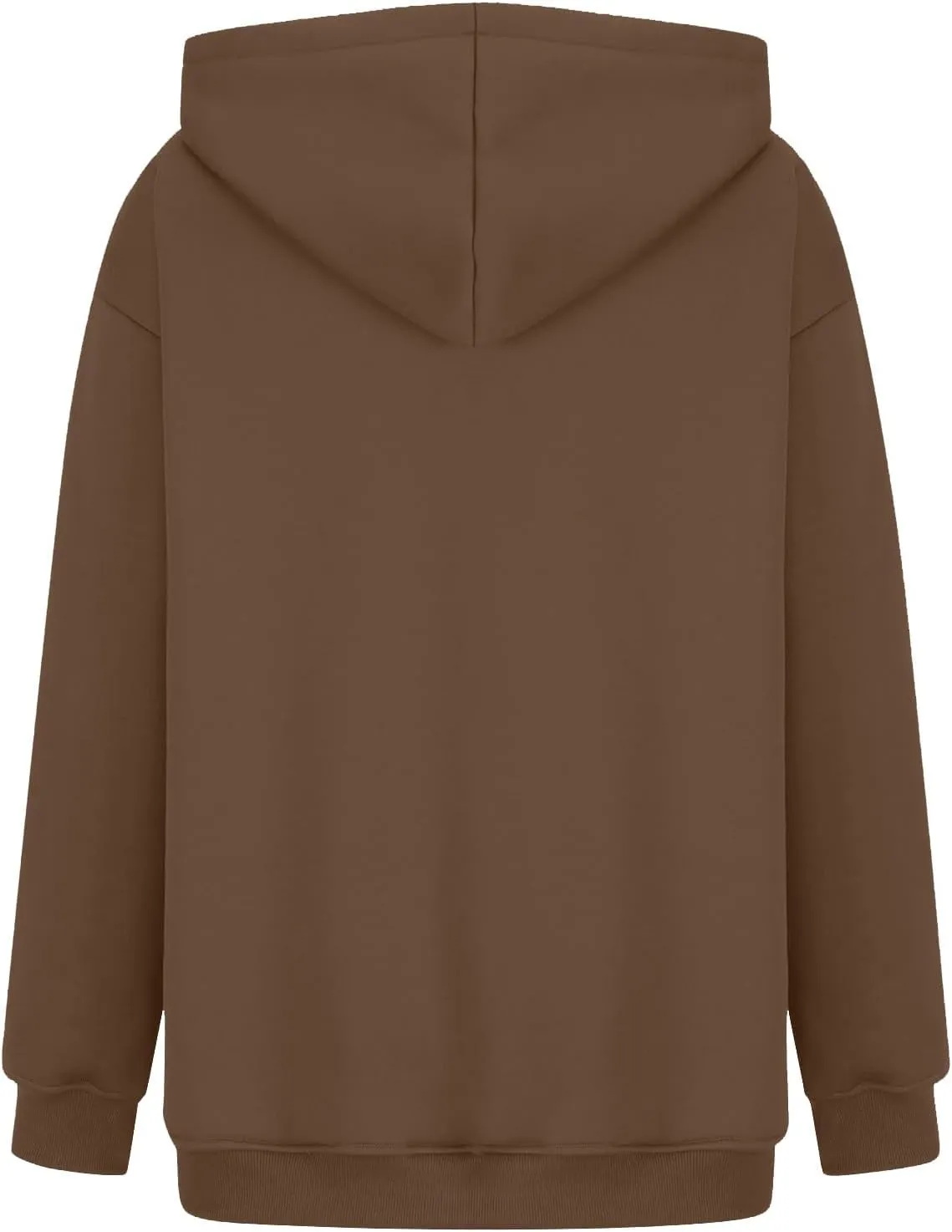 Women's Fashion Loose Fall Hooded Sweatshirt Solid Color Casual Daily Long Sleeve Fleece Sweaters Pullover with Pocket