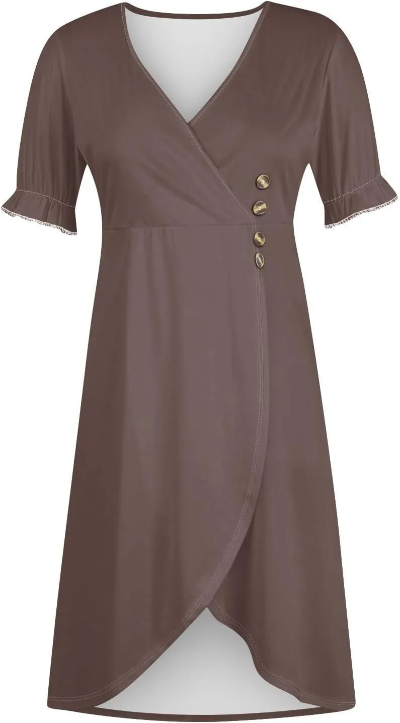 Womens Faux Wrap Shift Dresses Irregular Hem Boho Beach Dress Summer Elegant Dressy 2025