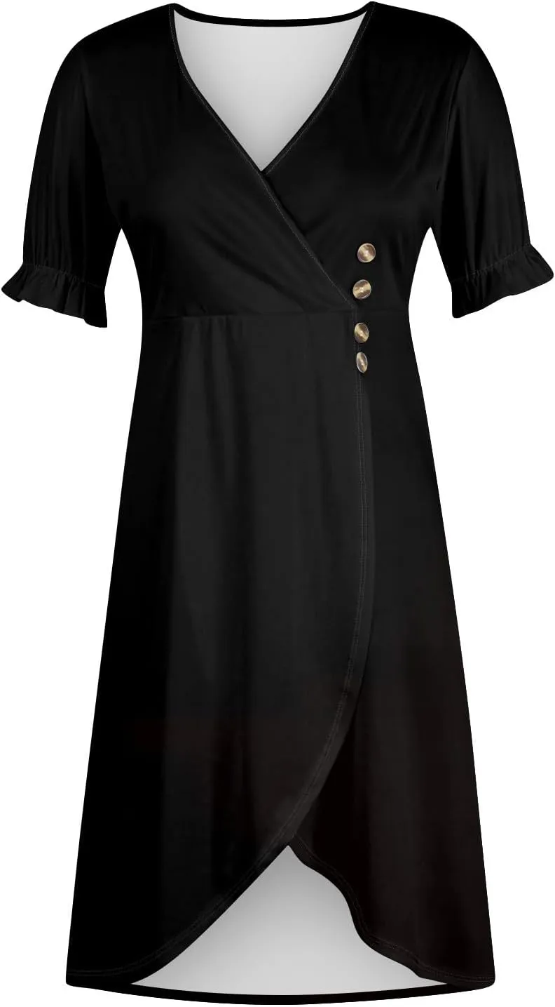 Womens Faux Wrap Shift Dresses Irregular Hem Boho Beach Dress Summer Elegant Dressy 2025